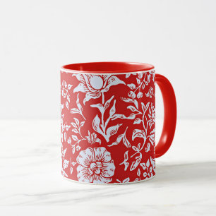 Mug Motif floral vintage rouge et blanc joyeux