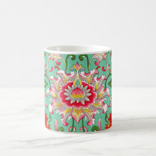 Mug Motif floral vintage, style William Morris,