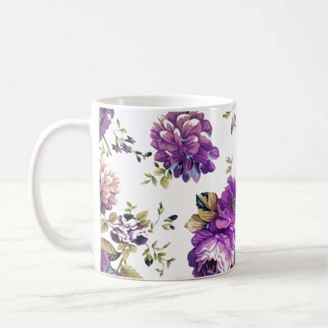 Mug Motif floral violet (Gauche)