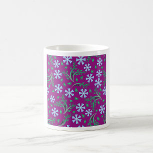 Mug Motif floral violet avec fleurs bleues