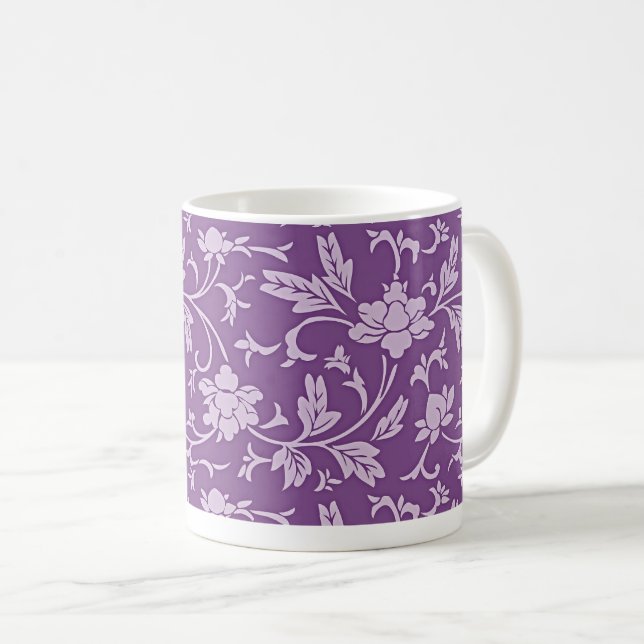Mug Motif floral violet et lavande (Devant droit)