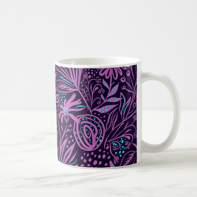 Mug Motif floral violet foncé moderne (Droite)