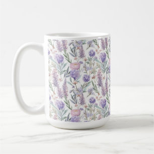 Mug Motif floral violet lavande Cottagecore