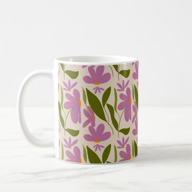 Mug Motif Floral Violet sans joint - Élégant Botanique (Gauche)