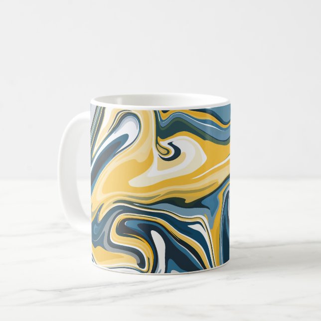 Mug Motif fluide bleu et jaune abstrait  (Devant gauche)