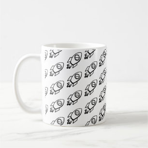 Mug Motif Flying Rocket Sketch