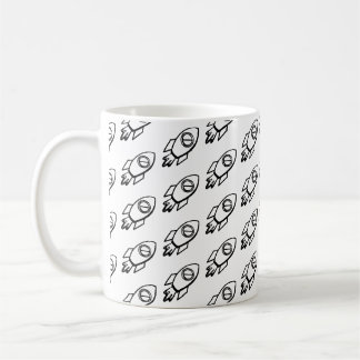 Mug Motif Flying Rocket Sketch