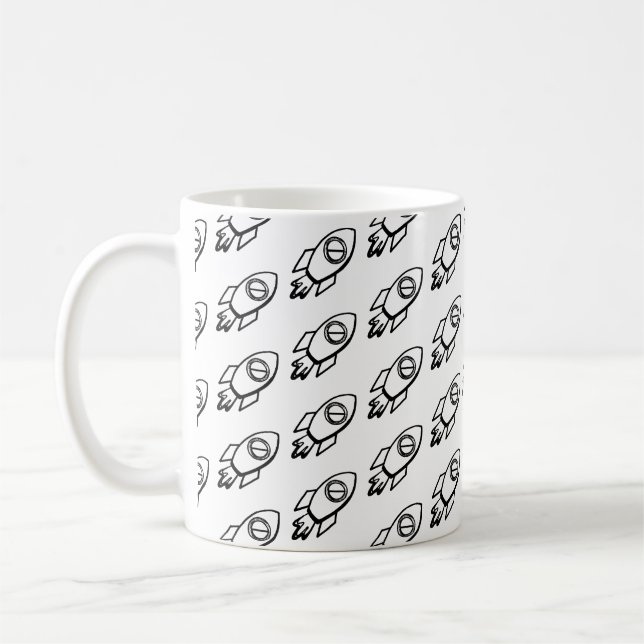 Mug Motif Flying Rocket Sketch (Gauche)