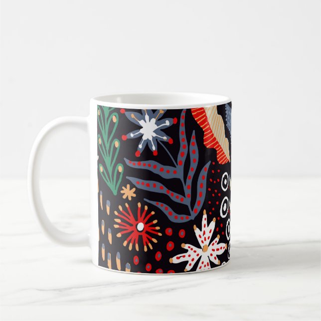 Mug Motif folklorique, design textile transparent avec (Gauche)