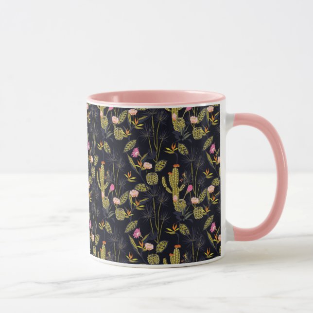 Mug Motif foncé de cactus de nuit d'été (Droite)