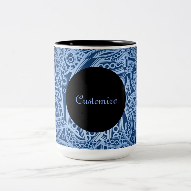 Mug Motif Funky Blue Paisley personnalisé (Centre)