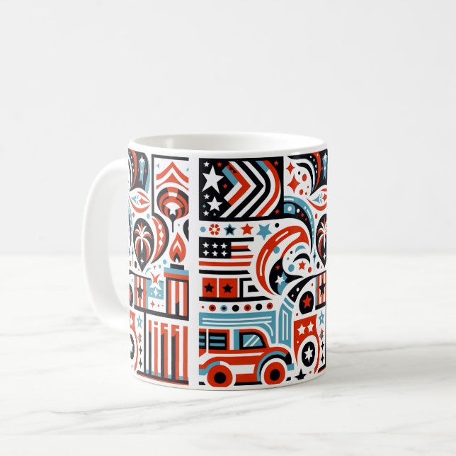 Mug Motif Génératif du 4 Juillet (Devant gauche)