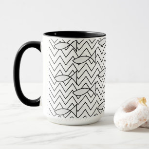 Mug Motif géométrique à bande de poisson Chevron