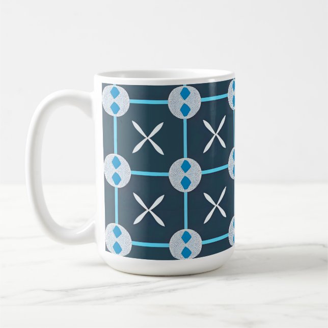 Mug Motif géométrique abstrait bleu et blanc (Gauche)