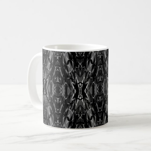 Mug Motif géométrique abstrait gris noir (Devant gauche)