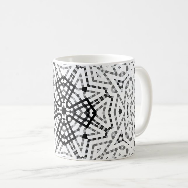 Mug Motif géométrique ajouré blanc et noir Elsa (Devant droit)