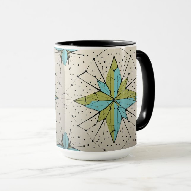 Mug Motif géométrique atomique rétro du milieu du XXe  (Devant droit)