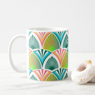 Mug Motif géométrique avec feuilles de palme et fleurs