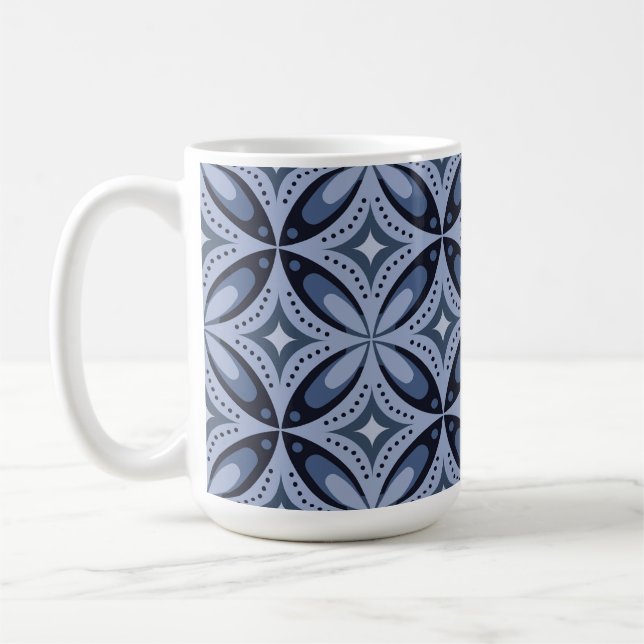 Mug Motif géométrique bleu de style rétro (Gauche)