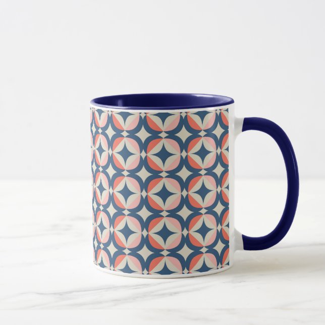 Mug Motif géométrique bleu et de corail (Droite)