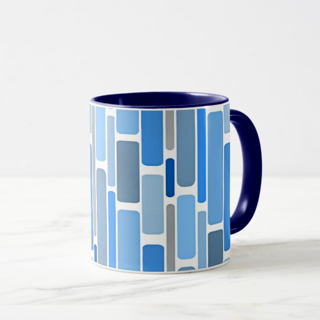 Mug Motif géométrique bleu et gris, (Devant droit)