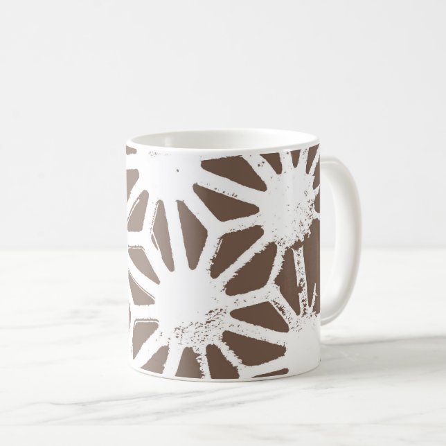 Mug motif géométrique Brown et blanc (Devant droit)