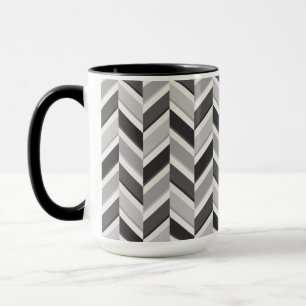 Mug Motif géométrique chevron gris moderne monogramme