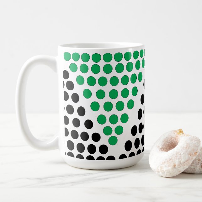 Mug Motif géométrique circulaire du triangle vert noir (Avec donut)