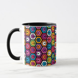 Mug motif géométrique coloré avec hexagones