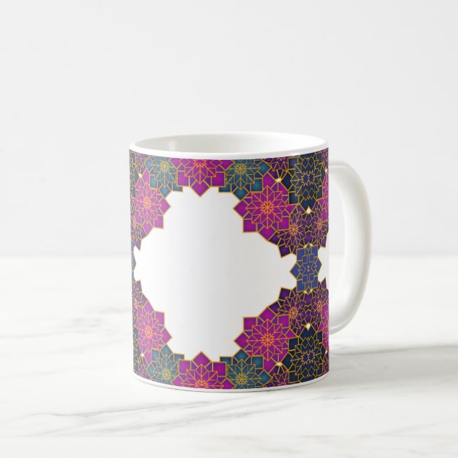 Mug Motif géométrique coloré rose, vert (Devant droit)