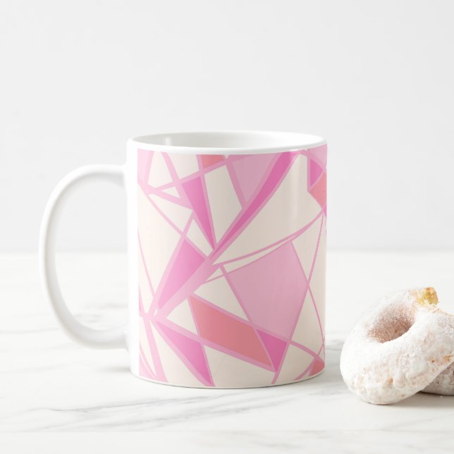 Mug Motif géométrique couleur rose abstrait  (Avec donut)