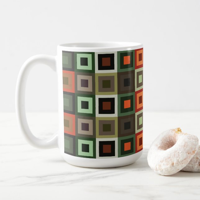 Mug Motif géométrique de Carré concentré coloré (Avec donut)