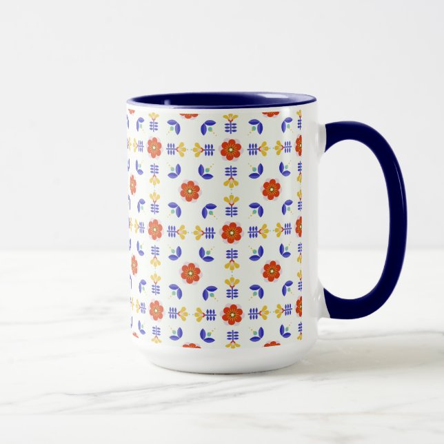 Mug Motif géométrique de fleur au néon d'art populaire (Droite)