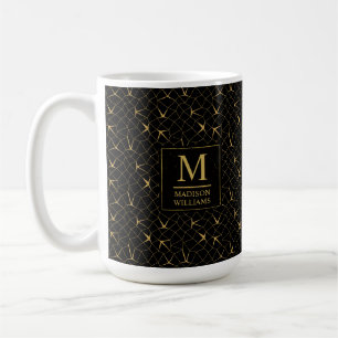 Mug Motif géométrique de luxe pailleté noir et or