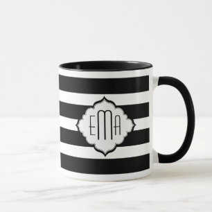 Mug Motif géométrique des bandes noires et blanches