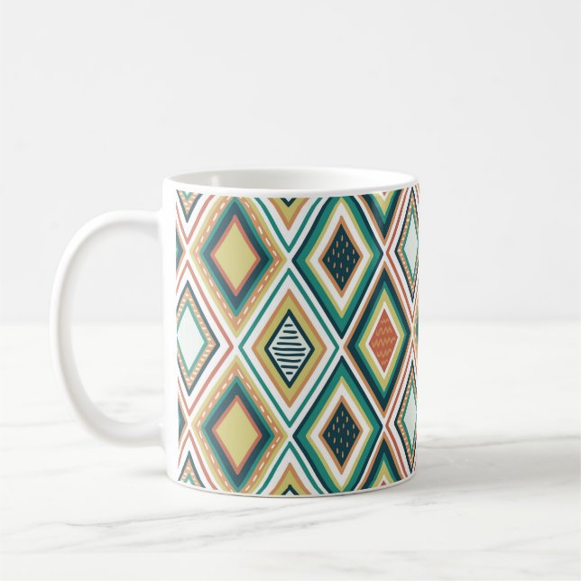 Mug Motif géométrique diamant dans des tons terre (Gauche)
