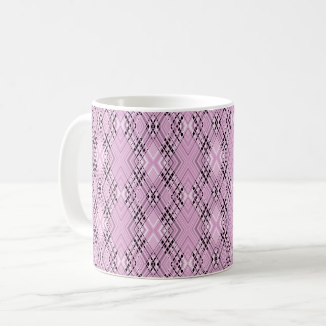 Mug Motif géométrique diamants roses rétro (Devant gauche)