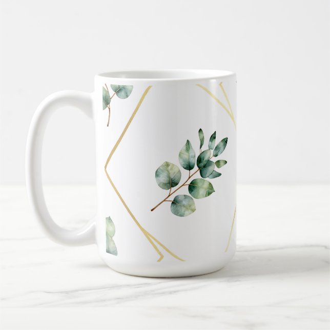 Mug Motif géométrique doré d'eucalyptus (Gauche)