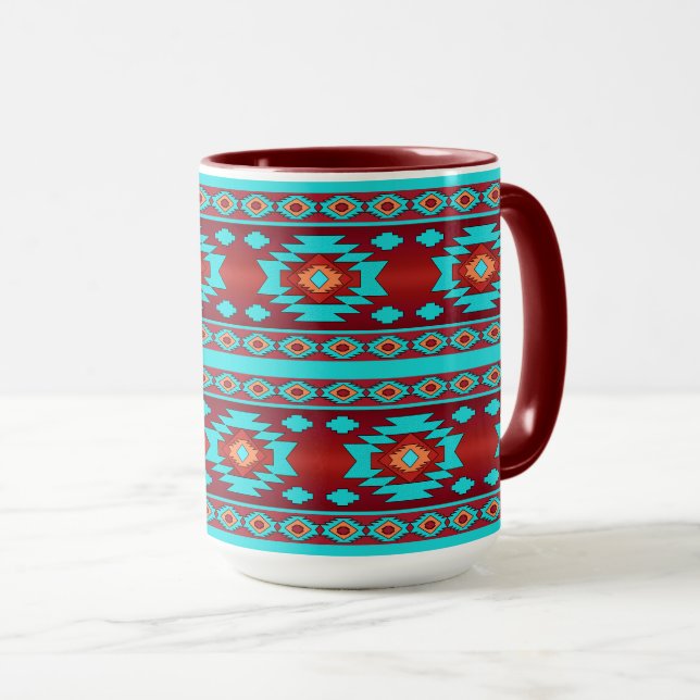 Mug Motif géométrique ethnique. (Devant droit)