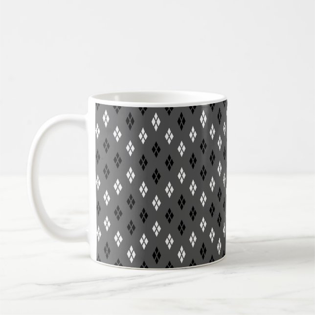 Mug motif géométrique fin gris noir et blanc (Gauche)