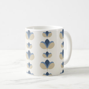 Mug Motif géométrique floral rayé bleu côtier