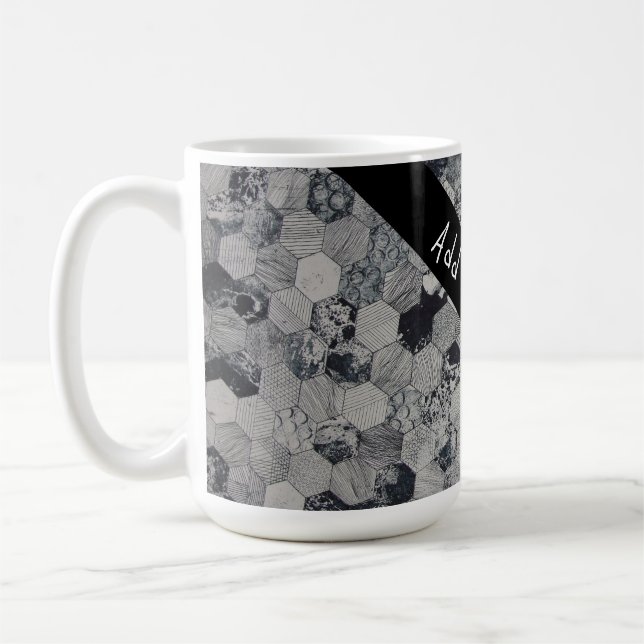 Mug Motif géométrique gris, blanc et noir (Gauche)
