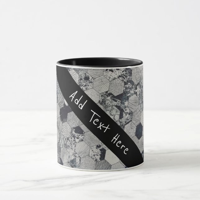 Mug Motif géométrique gris, blanc et noir (Centre)