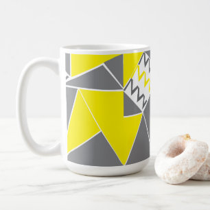 Mug Motif géométrique Gris Jaune Chevron Gris