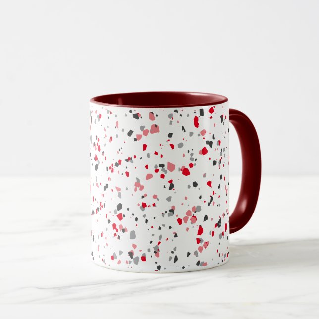 Mug Motif géométrique gris rouge Terrazzo (Devant droit)