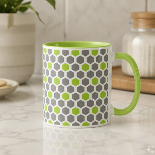 Mug Motif géométrique gris vert citron moderne