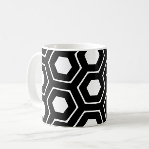 Mug Motif géométrique Hexagon blanc noir