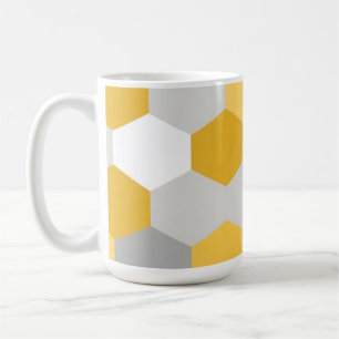 Mug Motif géométrique hexagonal gris jaune