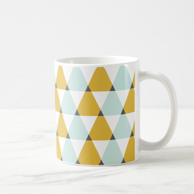 Mug Motif géométrique moderne Mint Jaune Triangles (Droite)