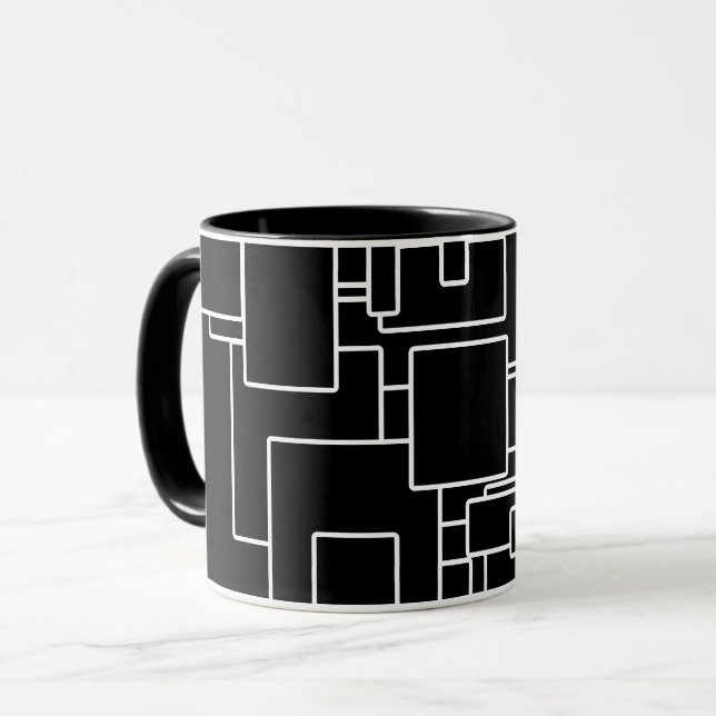 Mug Motif géométrique moderne noir et blanc (Devant gauche)